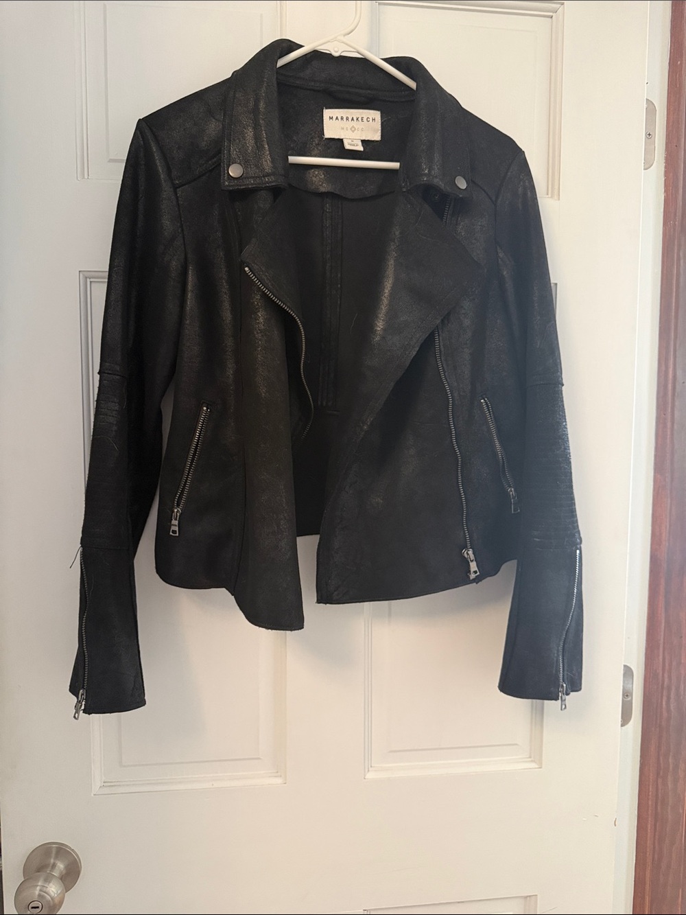 Marrakech Black Leather Moto Jacket for Women
